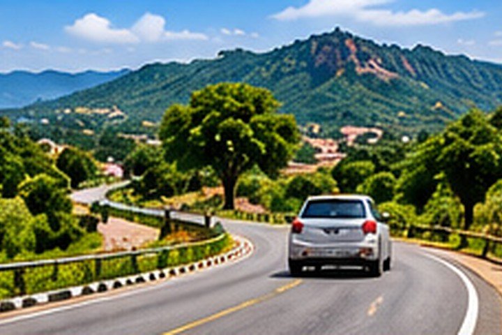 Scenic road and hill destination for an extended trip